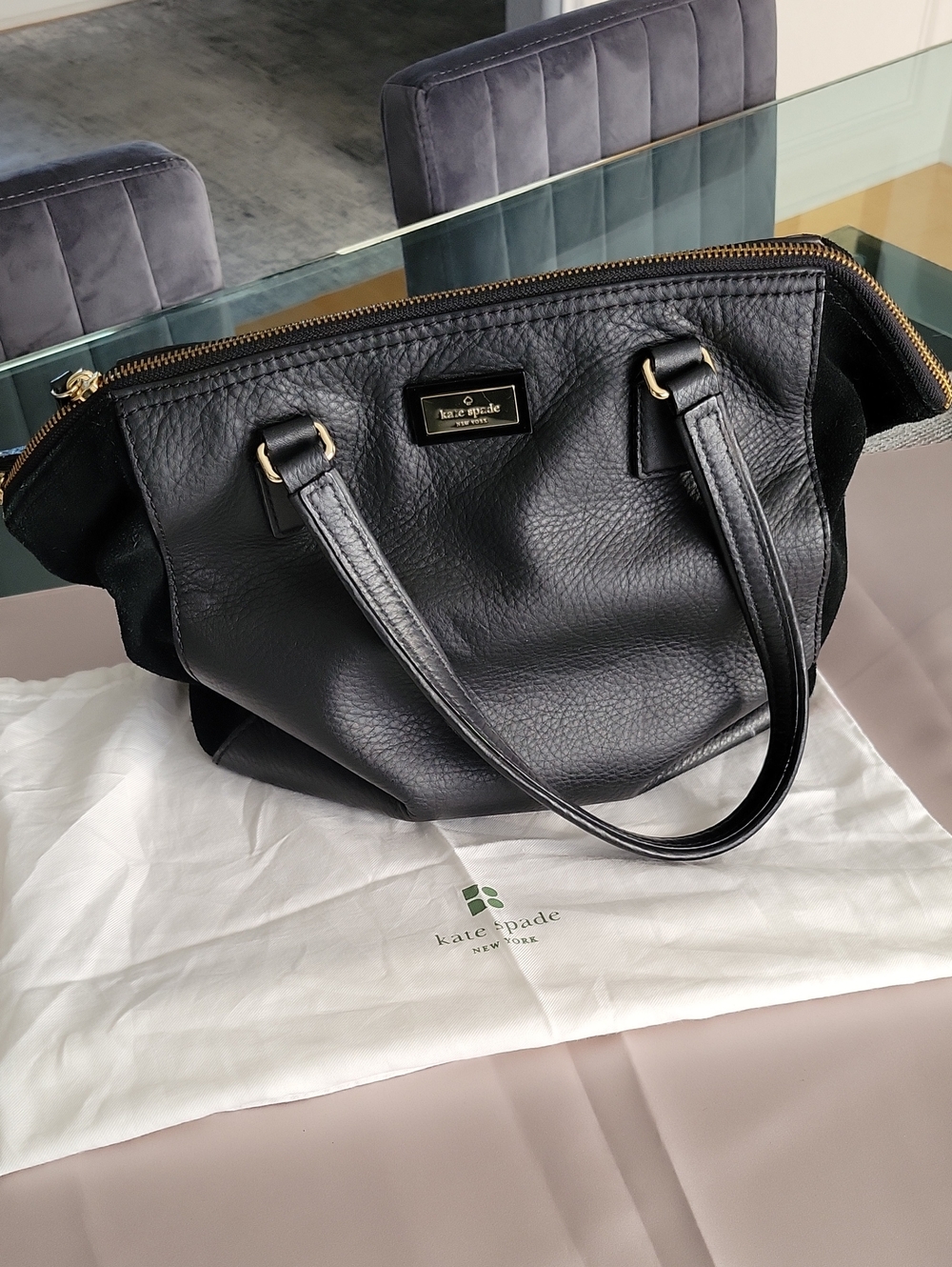 kate spade New York Black Leather/Suede Bag